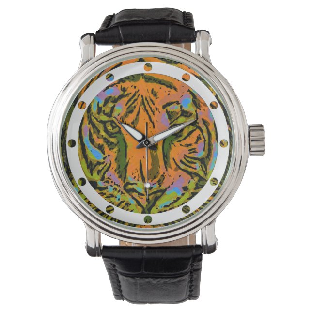 Montre Pop Art TIGER HEAD + votre backgr. & idées (devant)
