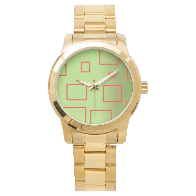 Montre Popcorn Anime Green Red Rectangles (devant)