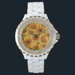 Montre Poppies orange<br><div class="desc">Fleurs de pavot,  peintes à la main dans Photoshop,  motif sans soudure.</div>