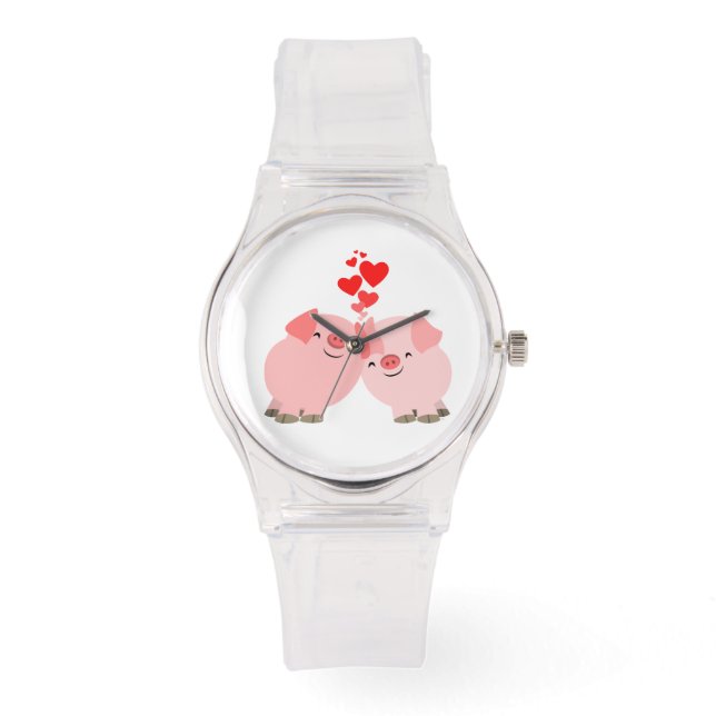 Montre Porcs de caricature mignons en amour (Recto)