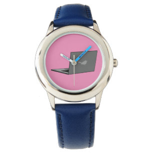 Montre Portable gris avec logo d'oiseau