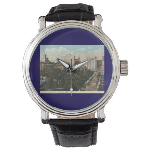 Montre Portland OR, Panorama Downtown 1920 style Vintage