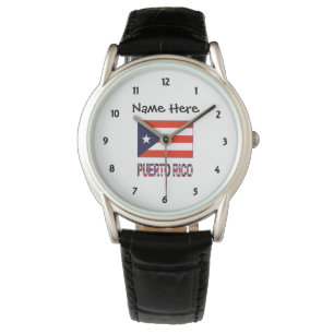 Montre Porto Rico et Drapeau de Porto Rico avec Votre Nom