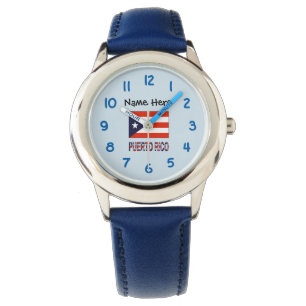 Montre Porto Rico et drapeau portoricain avec votre nom