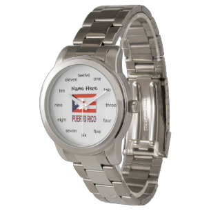 Montre Porto Rico et drapeau portoricain avec votre nom