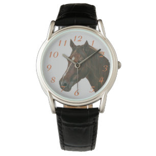 Montre portrait de cheval brun équin de cheval de jument
