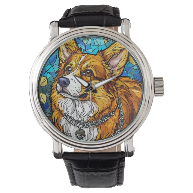 Montre Portrait de chien Corgi (devant)