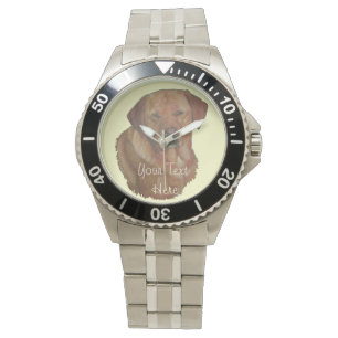 Montre portrait de chien d'or rouge rare de labrador