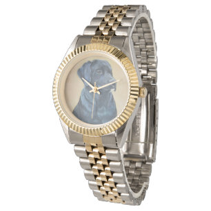 Montre portrait de chien noir labrador dessin original