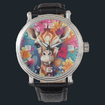 Montre Portrait de Giraffe Florale-9320<br><div class="desc">Portrait de Giraffe Florale-9320</div>