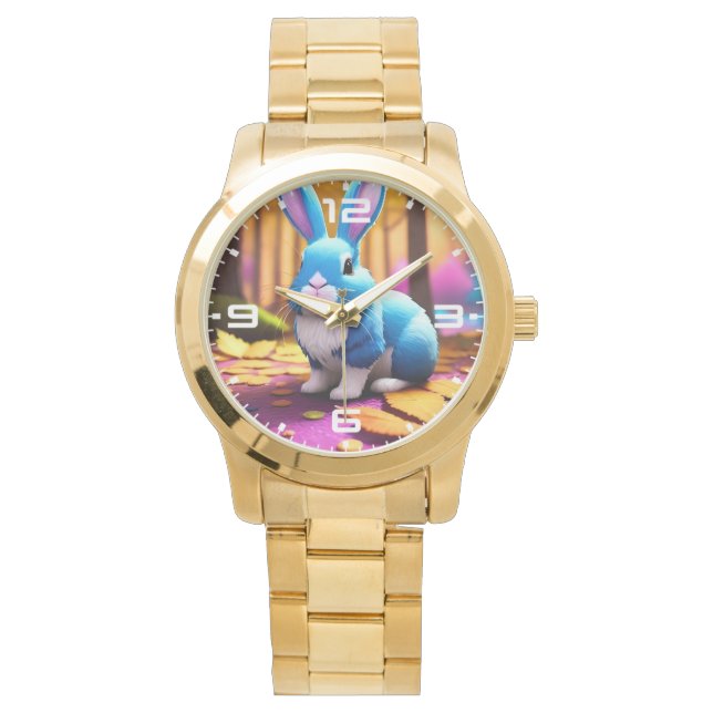 Montre Portrait de lapin bleu assis (devant)