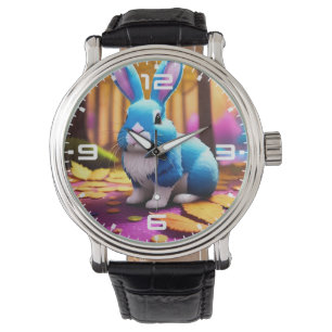 Montre Portrait de lapin bleu assis