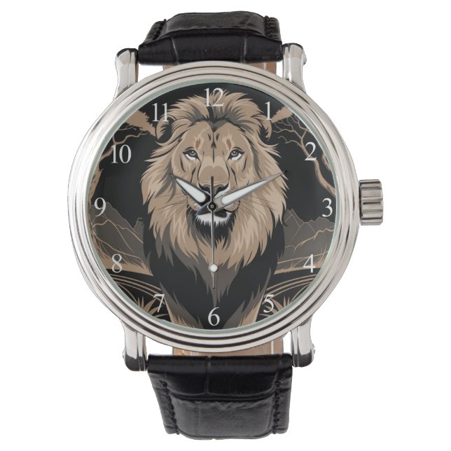 Montre Portrait de lion vintage (devant)