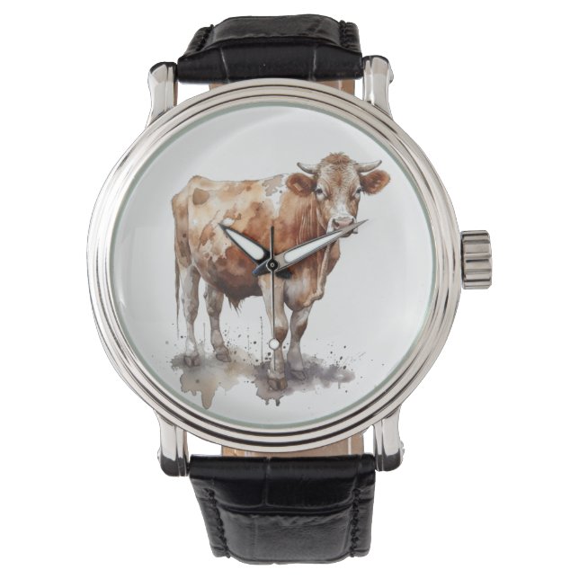 Montre Portrait de vache de ferme rustique (devant)