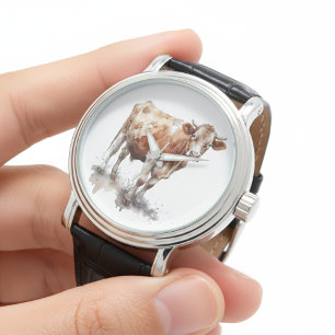 Montre Portrait de vache de ferme rustique
