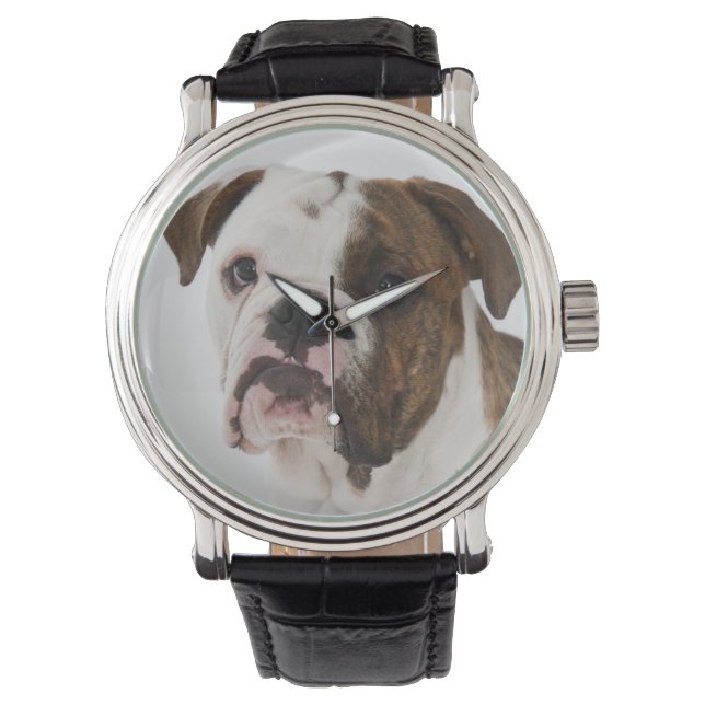 Montre Portrait du mignon chiot Bulldog (devant)