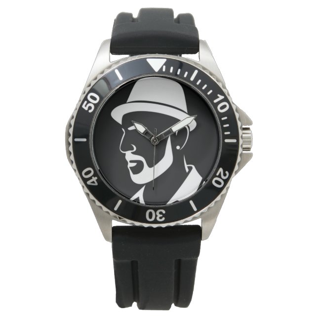 Montre portrait Gentleman Noir (devant)
