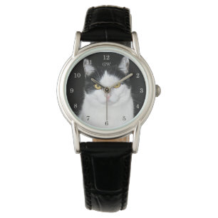 Montre Portrait noir et blanc de chat