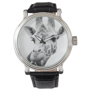 Montre Portrait noir et blanc d'une girafe