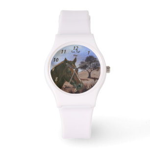 Montre Portrait pittoresque du cheval marron marron de ch