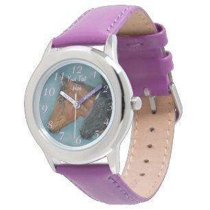 Montre portraits de poulain de châtaignier de chatons noi