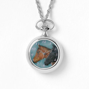 Montre portraits de poulain de châtaignier de chatons noi