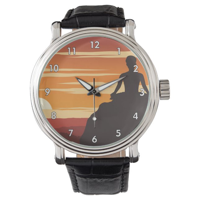 Montre Pose de Yoga dans la Silhouette Solaire (devant)