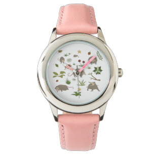 Montre Possum dans un champ de Berry en blanc