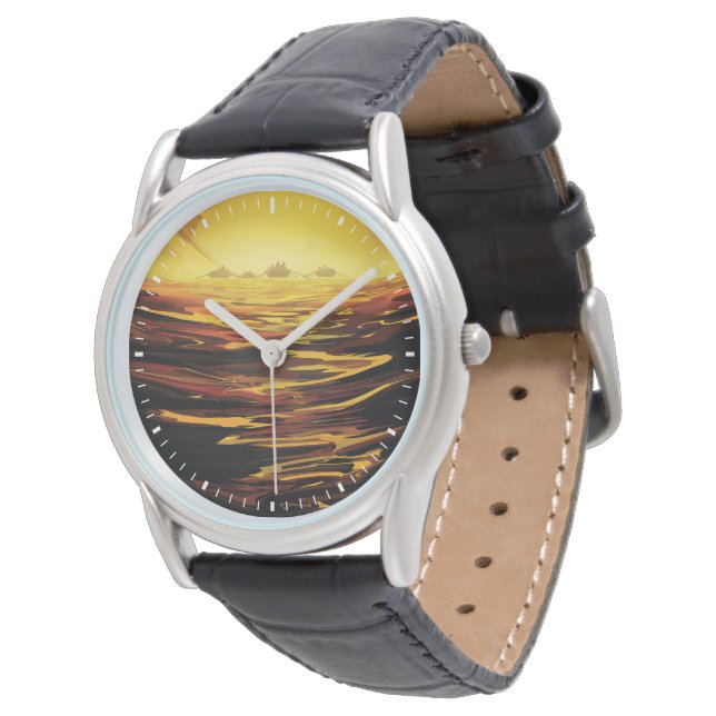 Montre Poster de l'espace rétro - La plus grande lune de  (Incliné)