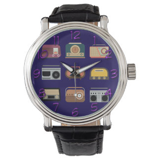 Montre postes radios rétro élégants musique dj vintage