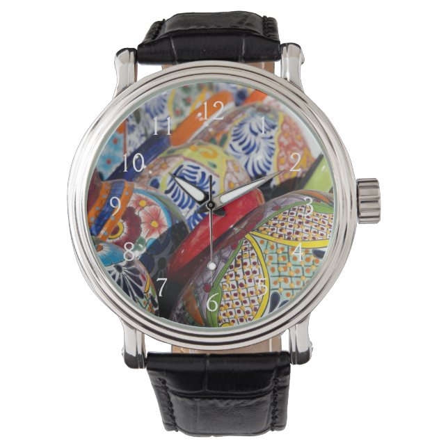 Montre Poteries mexicaines traditionnelles colorées peint (devant)