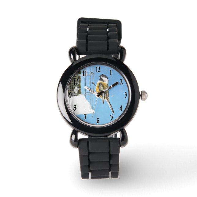 Montre Poulet sur mangeoire - Art d'origine des oiseaux s (Recto)