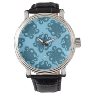 Montre Poulpe sur le motif bleu