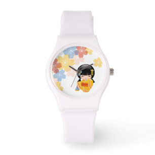 Montre Poupée d'été Kokeshi - Kimono Jaune Geisha Girl