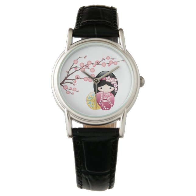 Montre Poupée Kokeshi Printemps - Cute Japonaise Geisha G (devant)