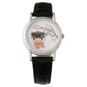 Montre Poupée Ume Kokeshi - Peach Kimono Geisha Girl