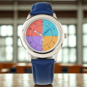 Montre pour enfants à monogramme en blocs de coule