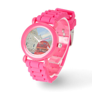 Montre pour enfants avec bracelet rose à paillette
