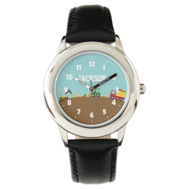 Montre pour enfants avec véhicules de construction (devant)