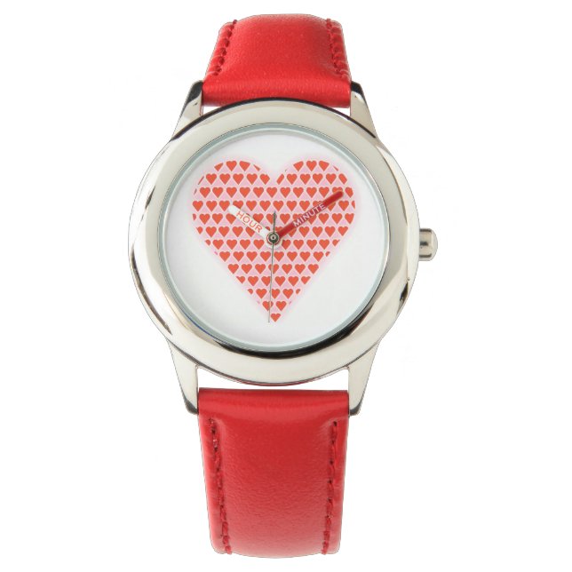 Montre pour enfants de la Saint-Valentin Cœurs Rou (devant)