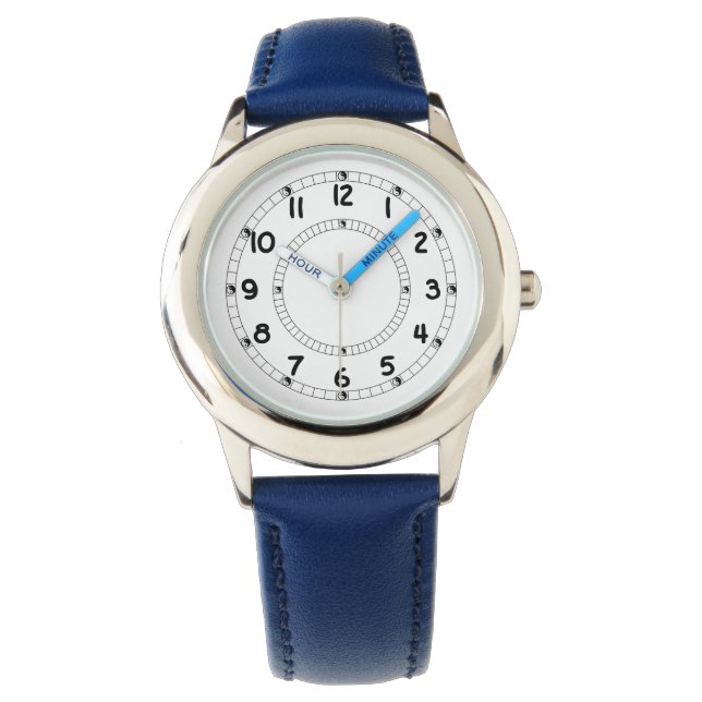 Montre pour enfants en acier inoxydable bleu foncé (devant)