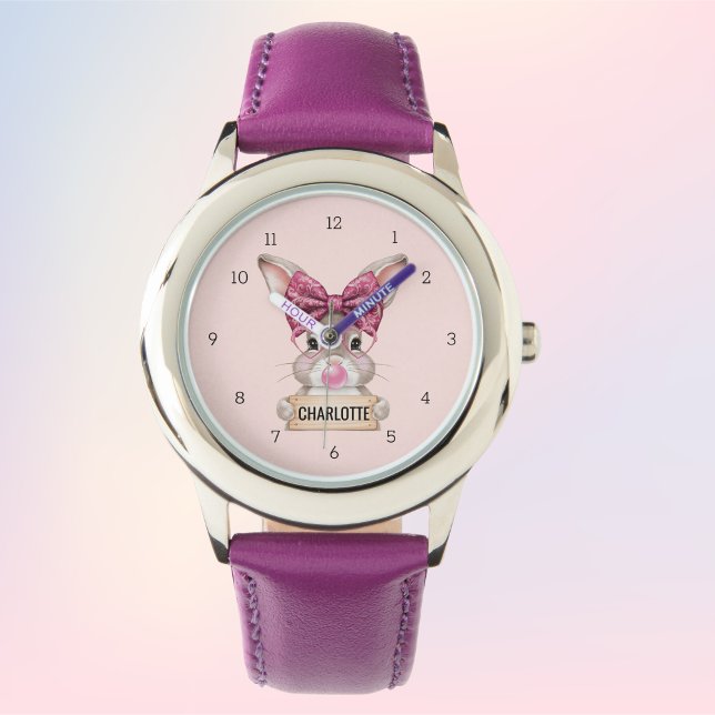 Montre pour enfants lapin mignon personnalisé - No (Personalized Cute Bunny Kids' Watch – Custom Name)