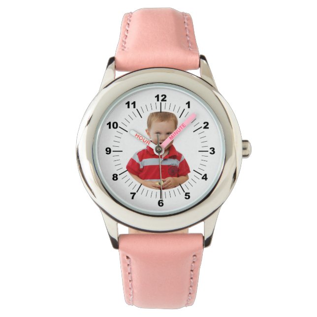 Montre pour enfants - Personnalisé - rose (devant)