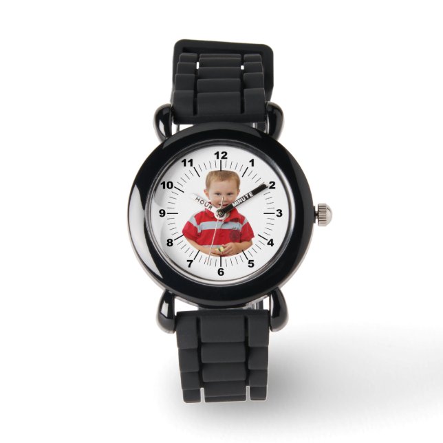 Montre pour enfants - Personnalisé - Silicone noir (Recto)