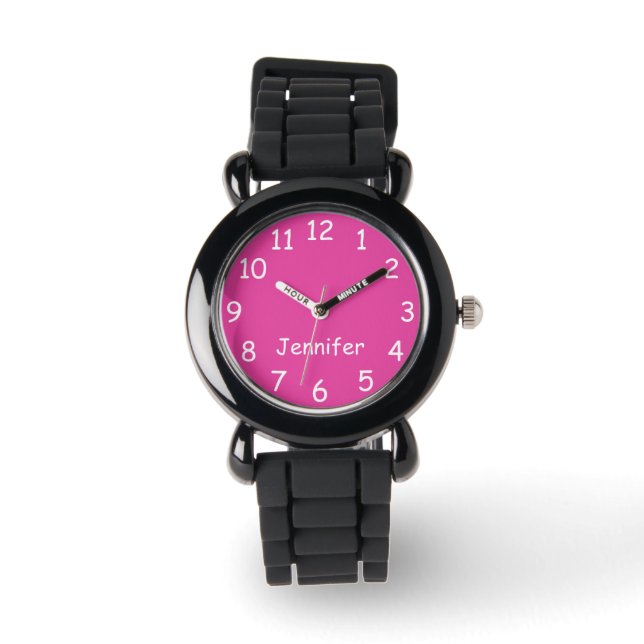 Montre pour enfants rose et blanc, Parties scintil (Recto)