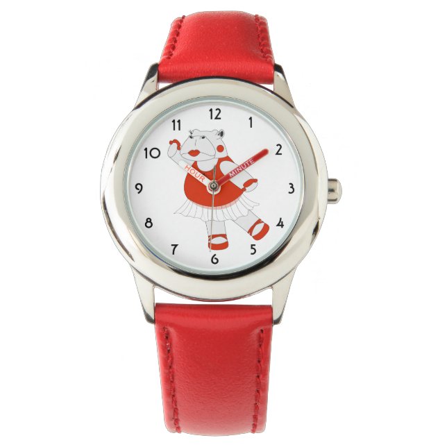 Montre pour enfants rouge Hippo dansant illusima (devant)