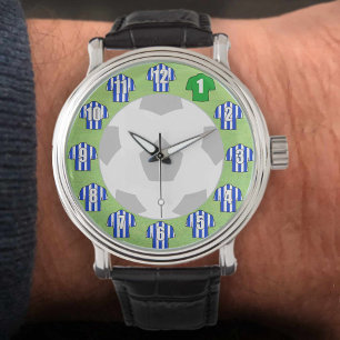 Montre pour fan de football - avec chemises bleues