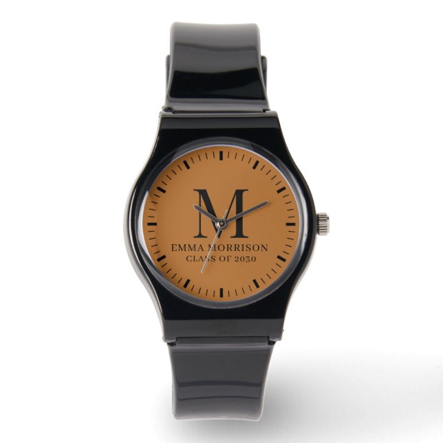 Montre pour femme à face en cuivre monogrammée (Recto)
