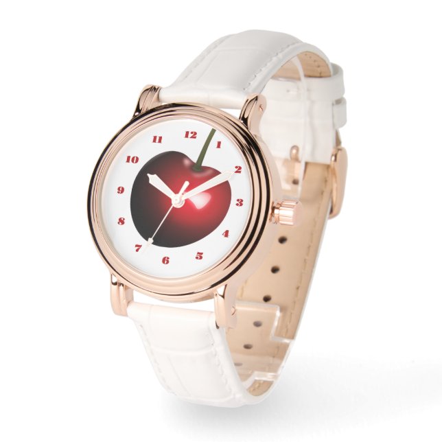 Montre pour femmes avec cerise rouge (Angle)