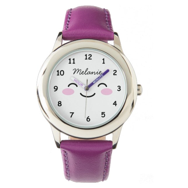 Montre pour fille avec nom personnalisé et visage  (devant)